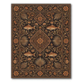 Gilded Floral Koi Medallion Ink Black Rug
