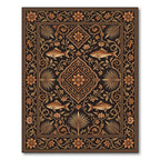 Gilded Floral Koi Medallion Ink Black Rug