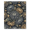 Elegant Gold and Slate Chrysanthemum Floral Rug