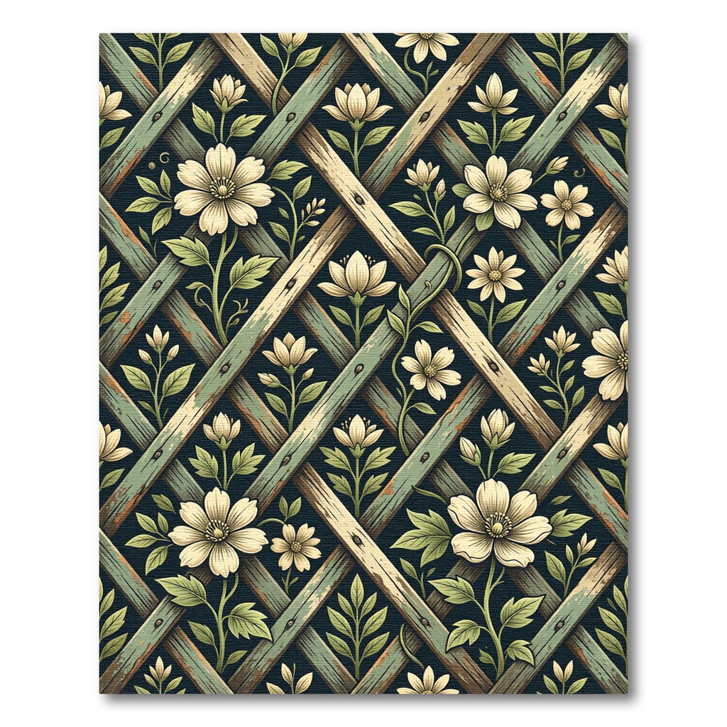 Vintage Floral Trellis Lattice Rug