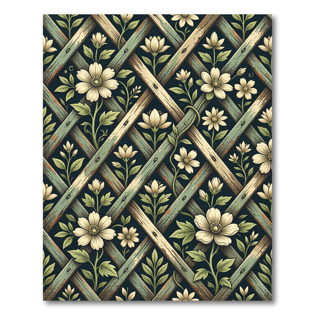 Vintage Floral Trellis Lattice Rug
