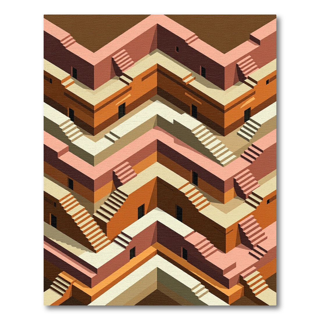 Terracotta Pink Isometric Structure Rug