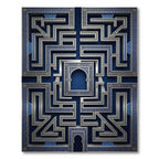 Midnight Blue Labyrinth 3D Geometric Rug