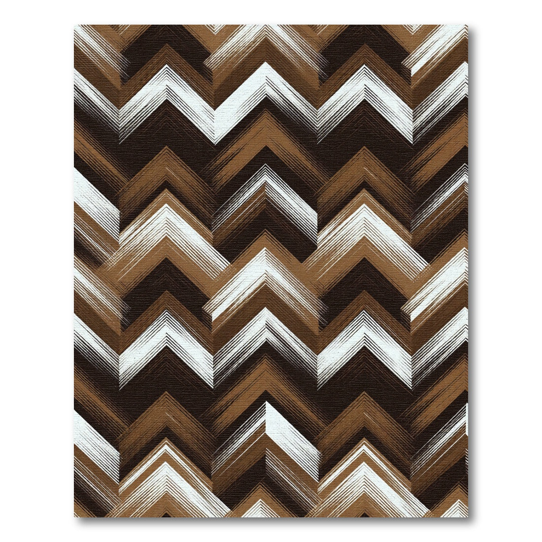 Brown White Chevron Ikat Rug