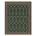 Intricate Green Beige Arabesque Medallions Rug