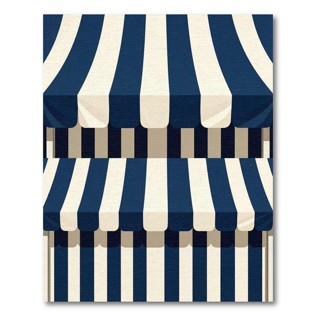 Navy and Cream Nautical Striped Accent Rug