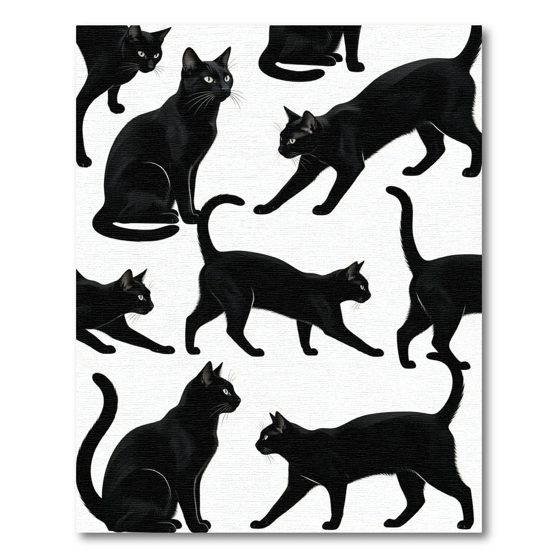 Midnight Black Cat Compilation Rug