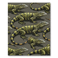 Vibrant Green Iguana Reptile Illustration Rug