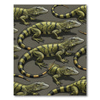 Vibrant Green Iguana Reptile Illustration Rug