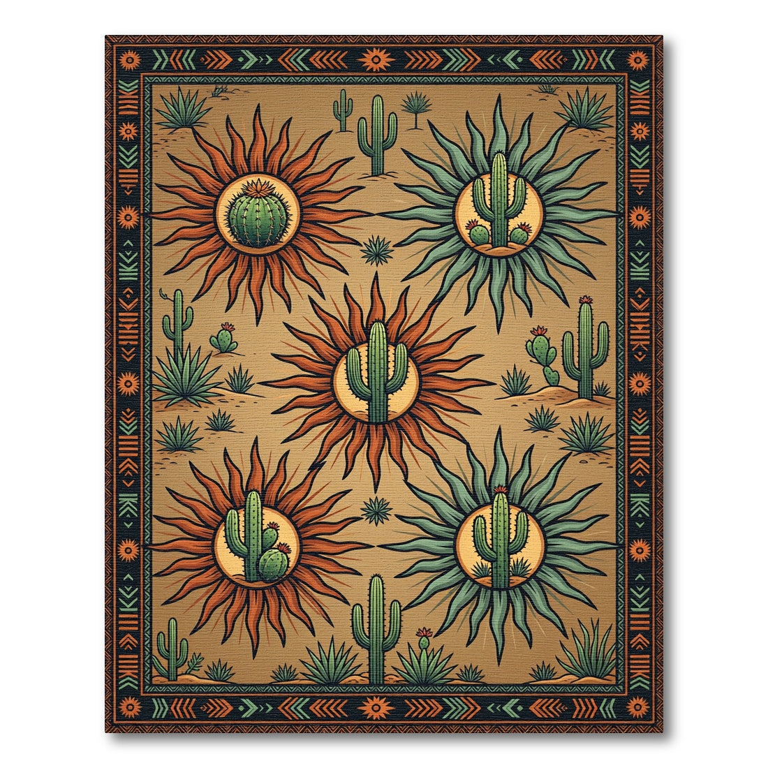 Southwest Sun Cactus Earthy Area Rug