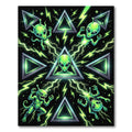 Neon Green Alien Triangle Cosmic Glow Rug