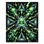 Neon Green Alien Triangle Cosmic Glow Rug