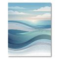 Oceanic Blue Wave Abstract Stripes Rug