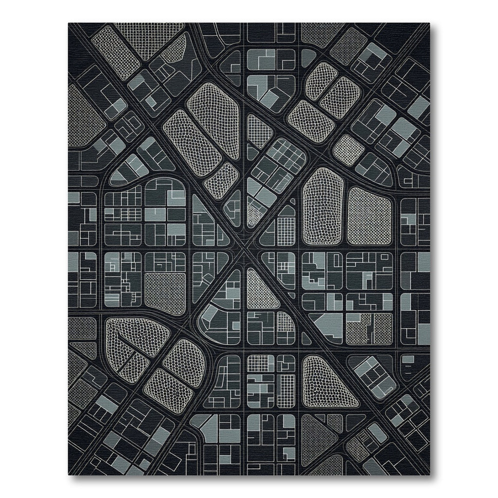 Modern Gray Urban Grid Rug