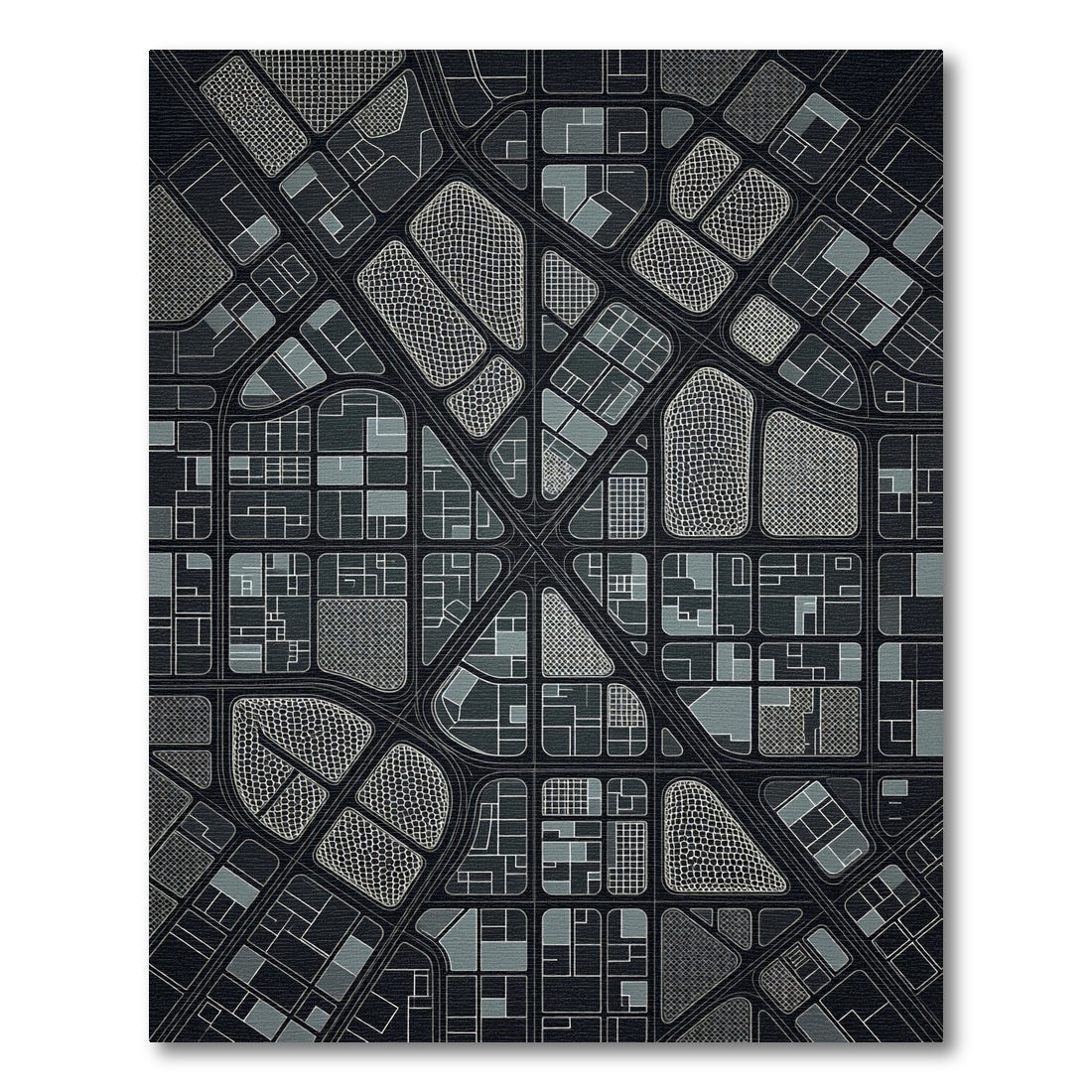 Modern Gray Urban Grid Rug