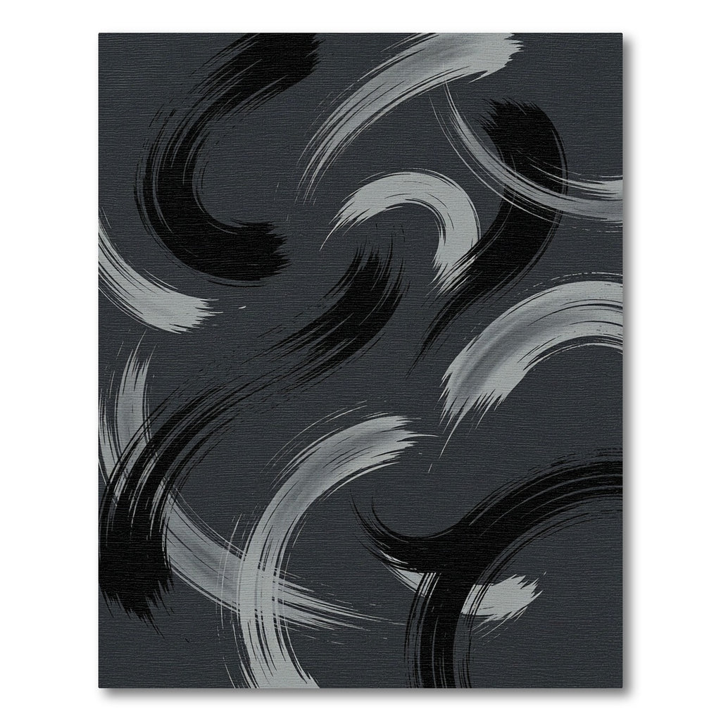 Abstract Swirlstrokes Black White Rug
