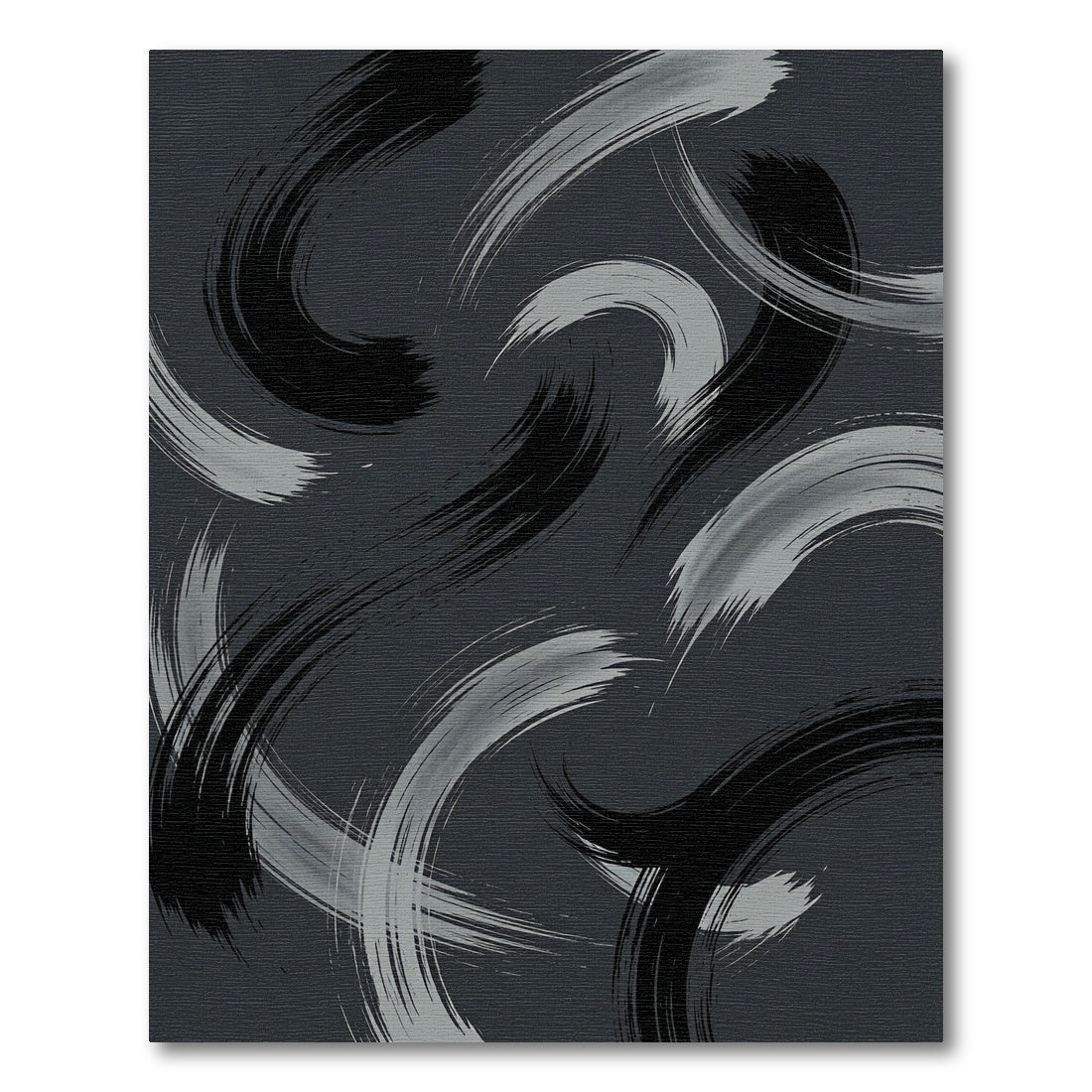 Abstract Swirlstrokes Black White Rug