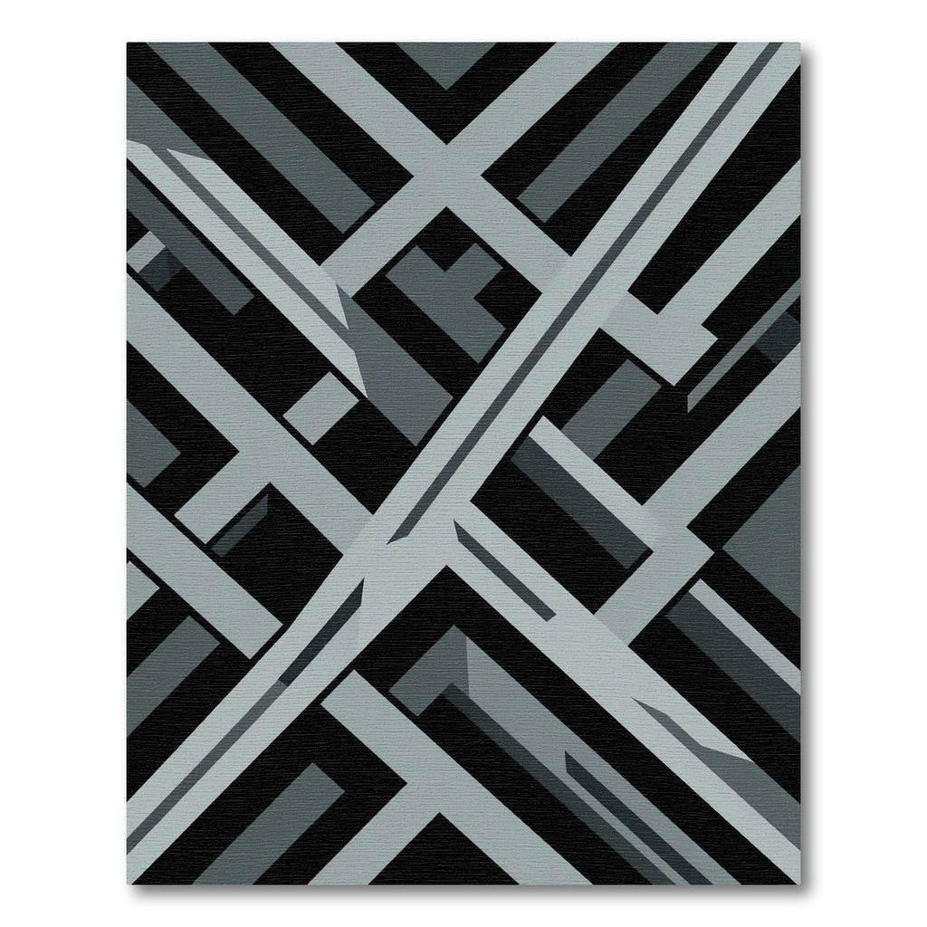 Modern Grey Geometric Interlocking Abstract Lines Rug
