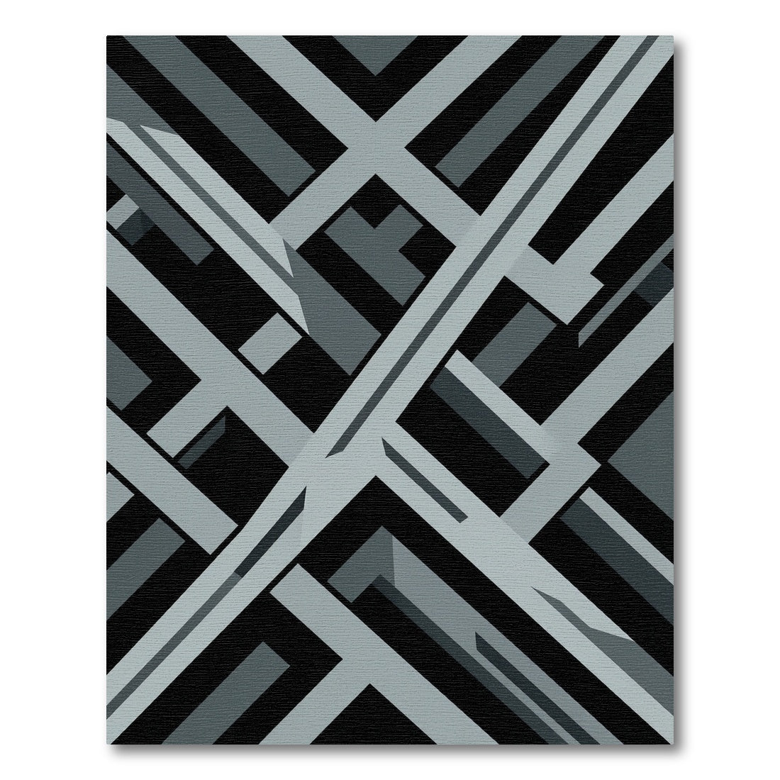 Modern Grey Geometric Interlocking Abstract Lines Rug