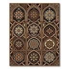Elegant Copper Floral Arched Tile Rug