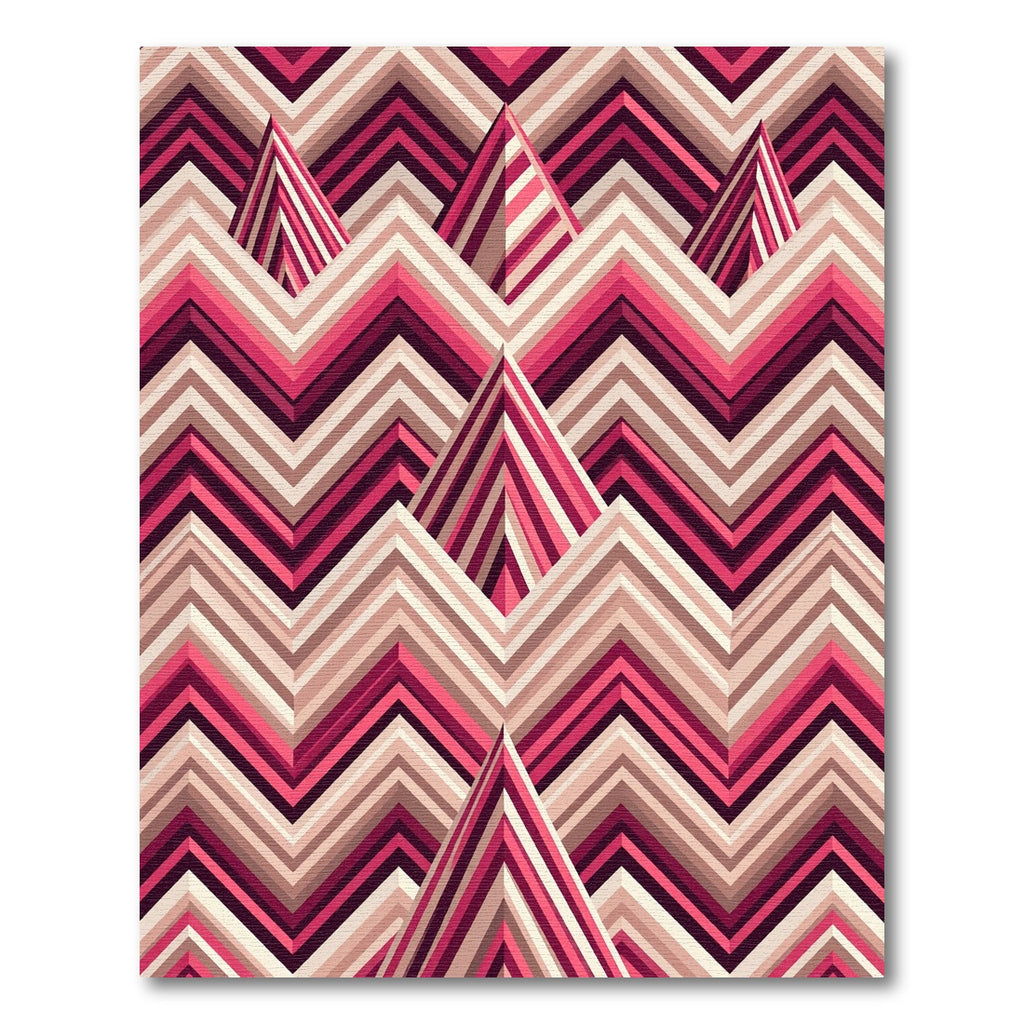 Crimson Pink Chevron Peaks Rug