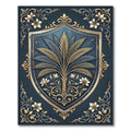 Elegant Gold Palm Crest Navy Ornament Rug