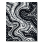 Dramatic Black White Swirl Marble Rug