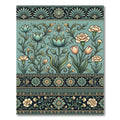 Teal Floral Scroll Botanical Accent Rug