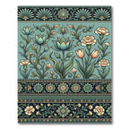 Teal Floral Scroll Botanical Accent Rug