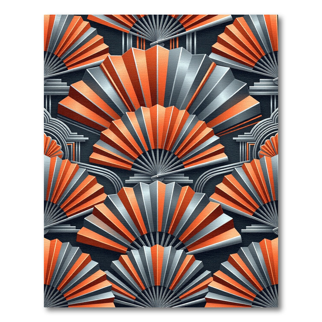 Art Deco Copper and Slate Fan Rug