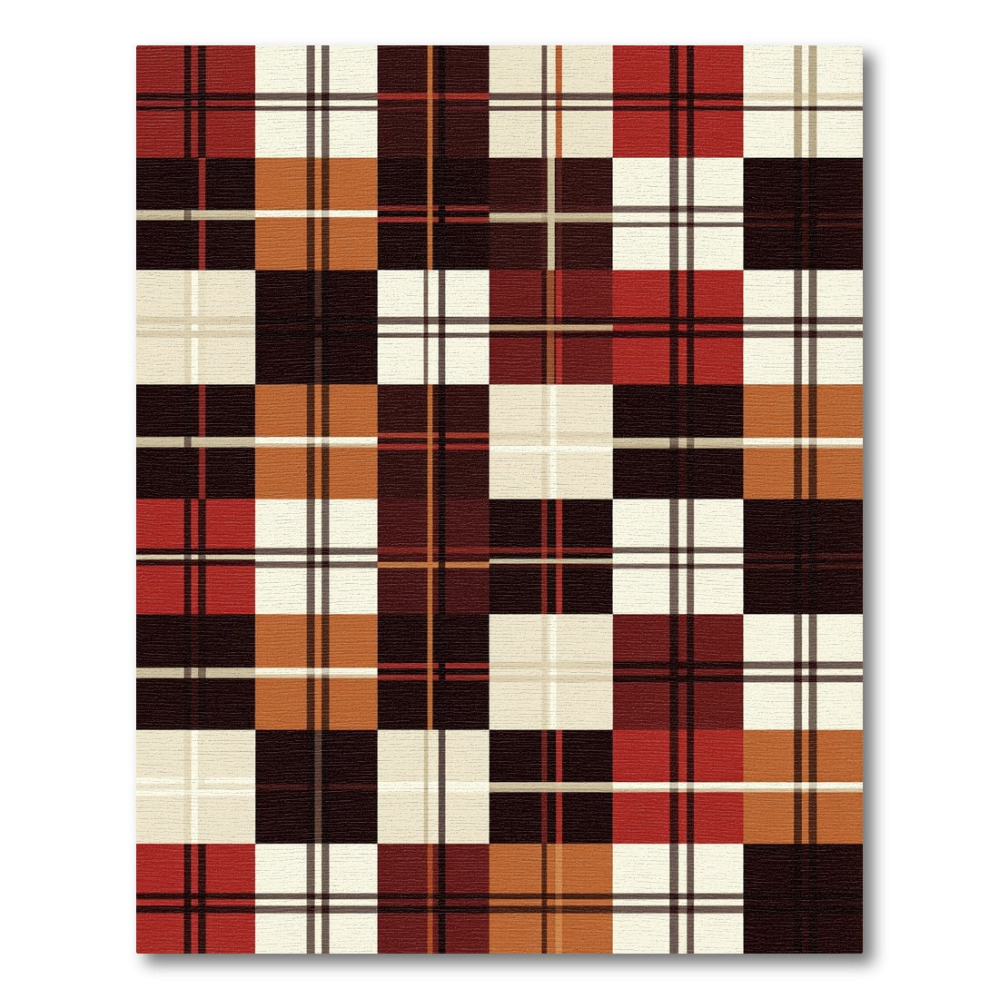 Rustic Red and Earthy Plaid Grid Rug