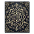 Ornate Golden Fractal Mandala Rug