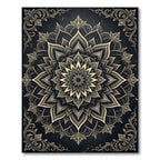 Ornate Golden Fractal Mandala Rug