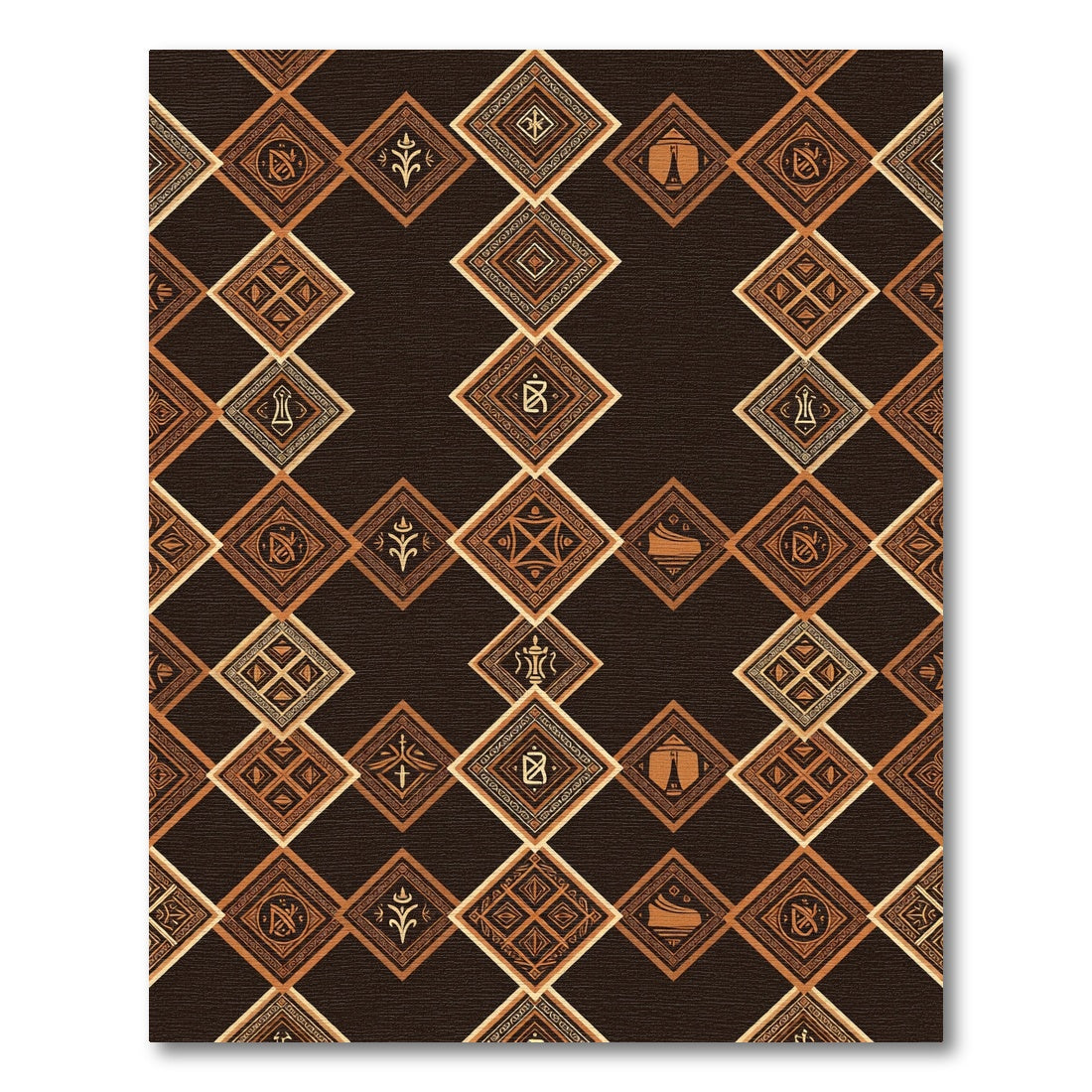 Rustic Earthy Tone Diamond Tapestry Rug