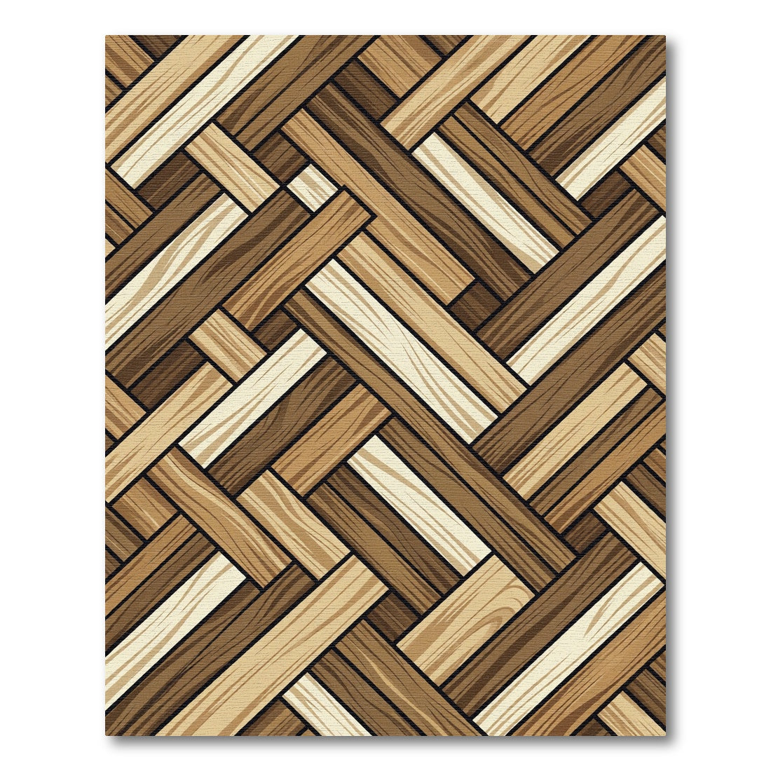Wood Plank Herringbone Brown Rug