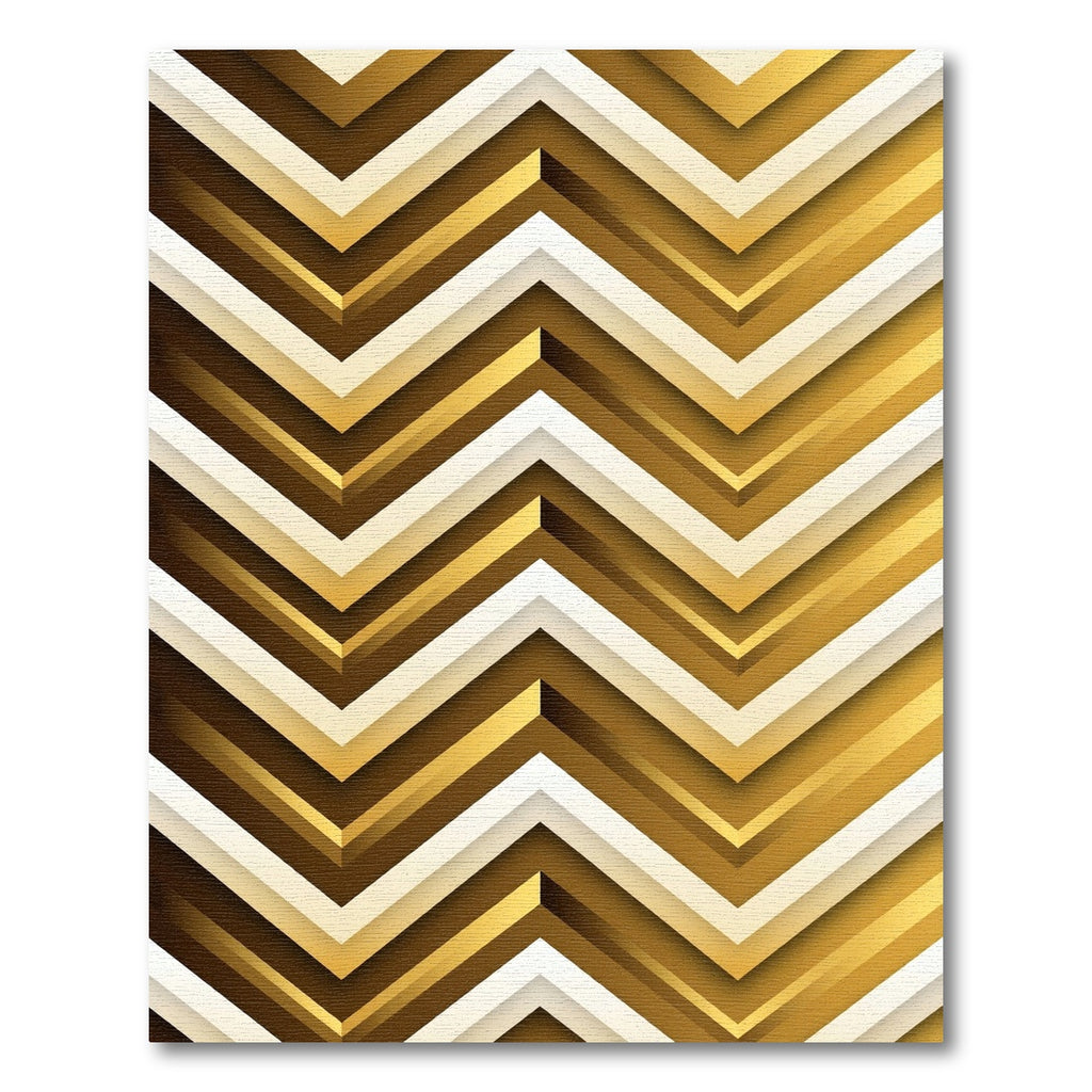Modern Golden Chevron Geometric Abstract Rug