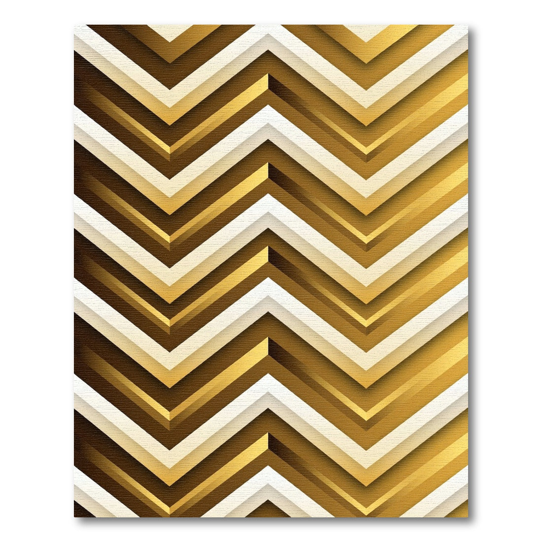 Modern Golden Chevron Geometric Abstract Rug