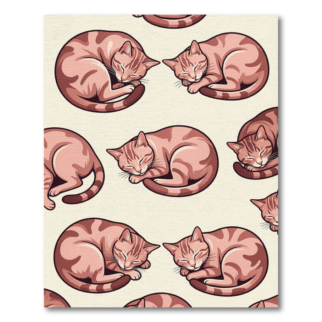 Cozy Sleeping Kitten Peach Tabby Illustration Rug