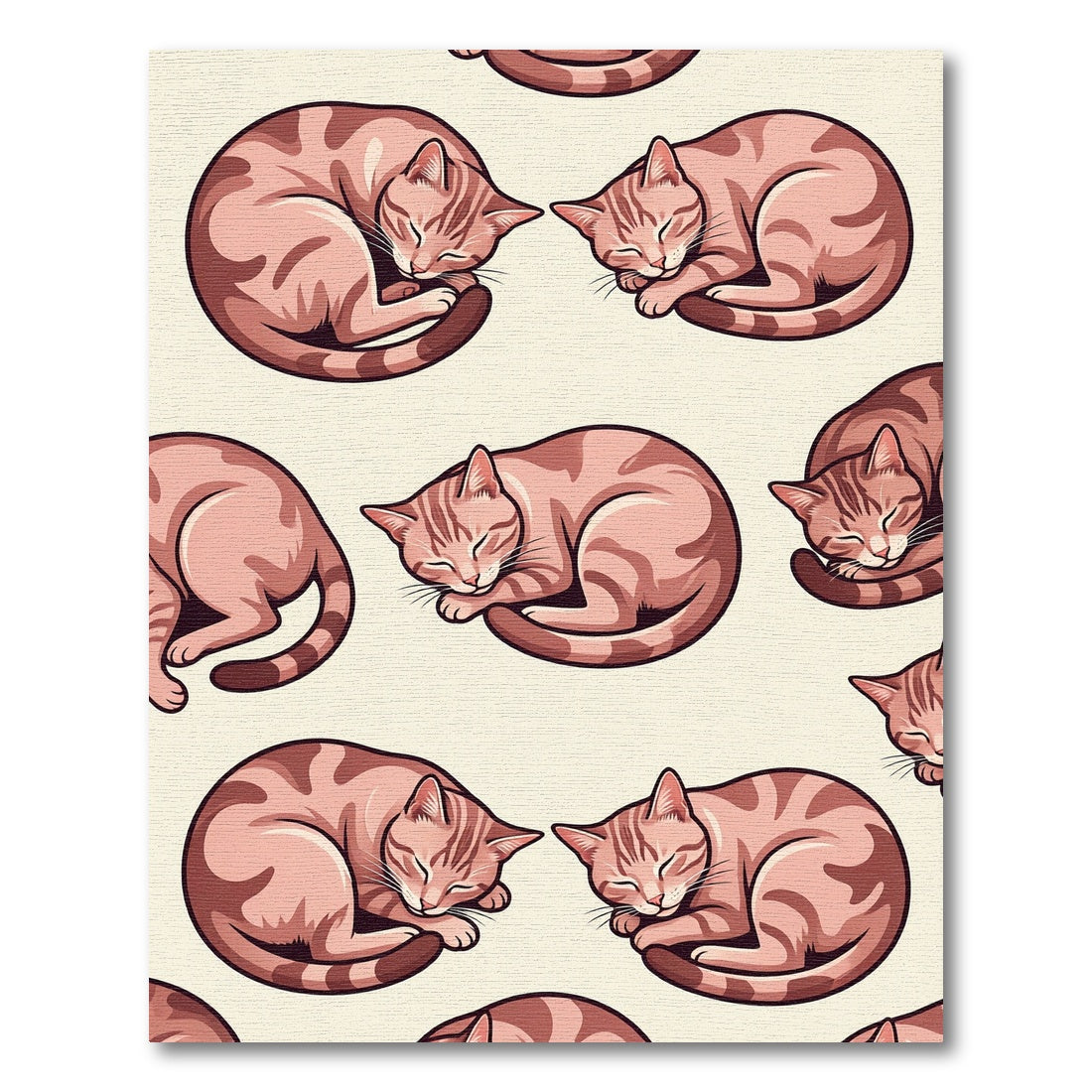 Cozy Sleeping Kitten Peach Tabby Illustration Rug