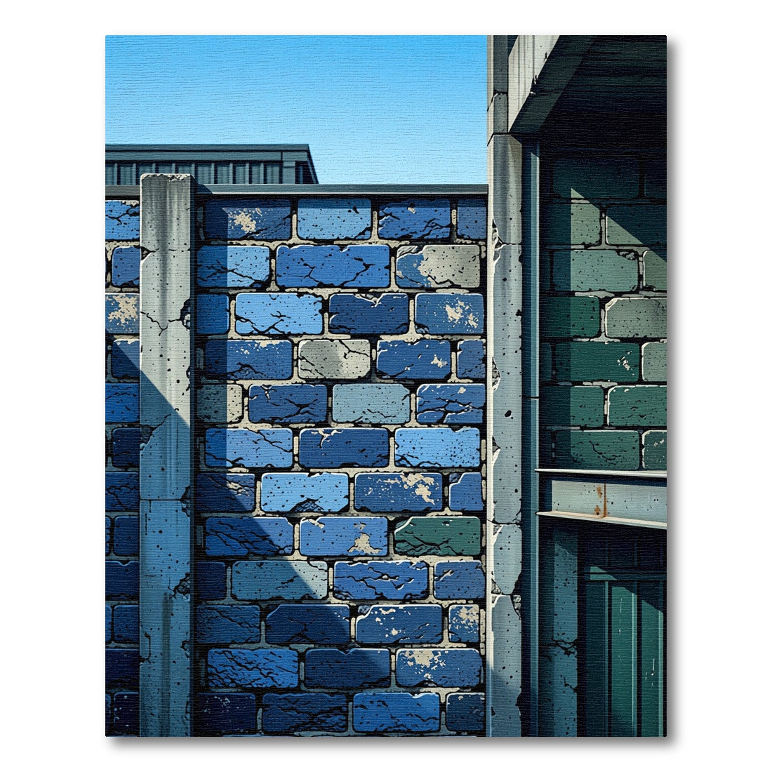 Deep Blue Cobblestone Texture Tones Rug