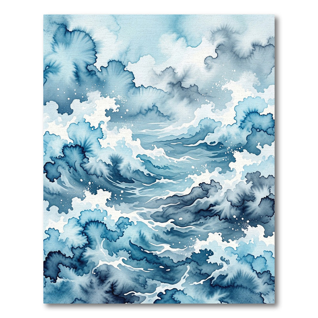 Abstract Watercolor Ocean Wave Currents Rug