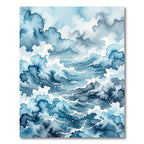 Abstract Watercolor Ocean Wave Currents Rug