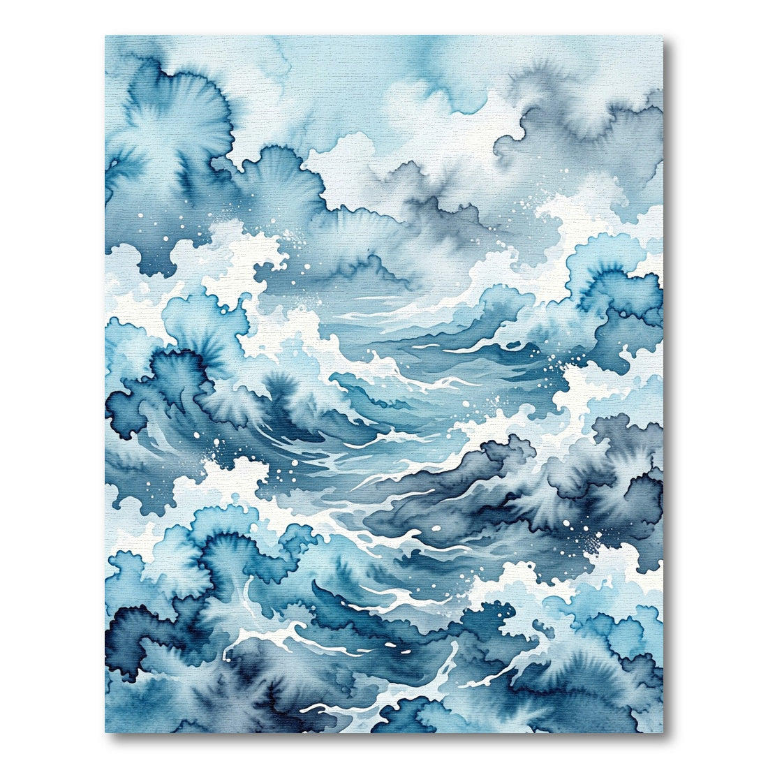 Abstract Watercolor Ocean Wave Currents Rug