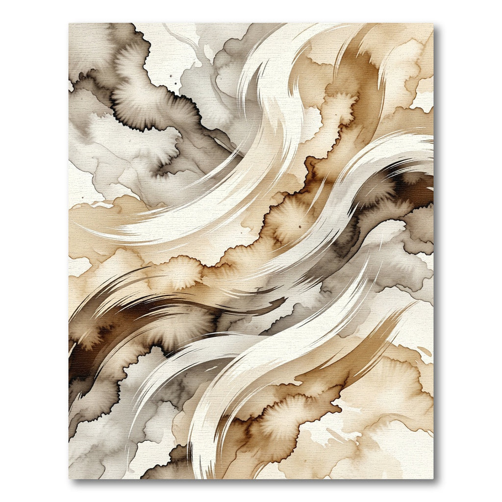 Fluid Sepia Abstract Swirl Rug