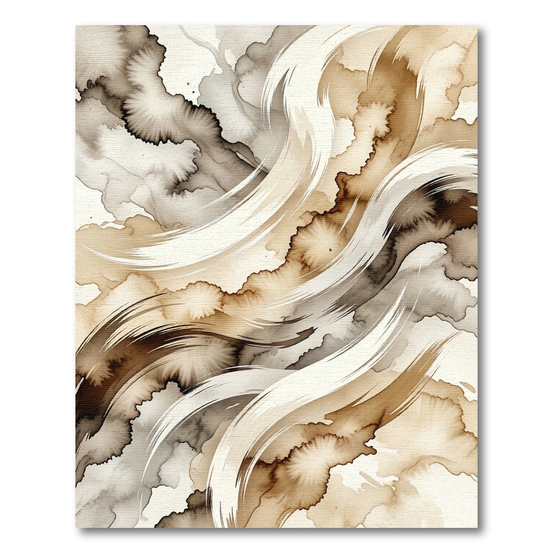Fluid Sepia Abstract Swirl Rug