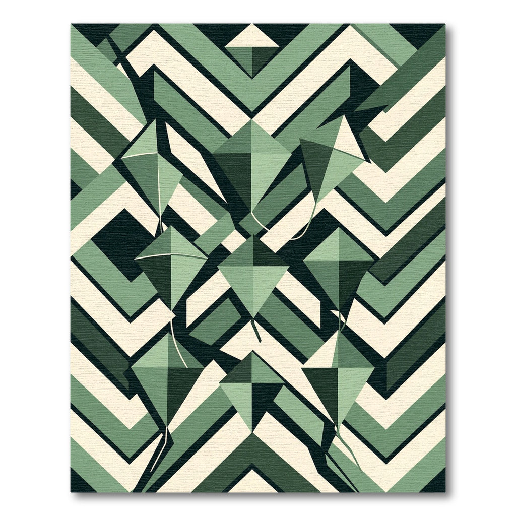 Sage Geometric Kite Chevron Area Rug
