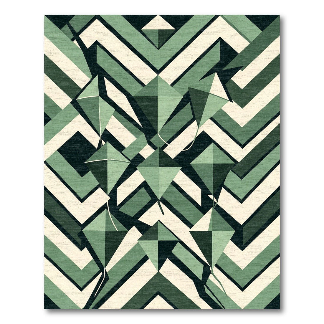 Sage Geometric Kite Chevron Area Rug
