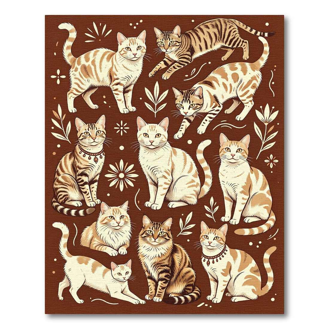 Brown Tabby Cat Collection Illustration Rug