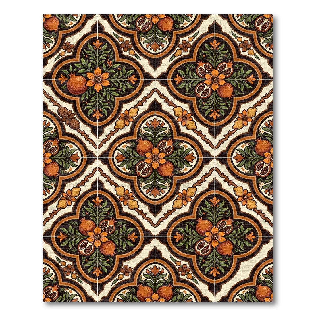 Warm Orange Pomegranate Floral Medallion Rug