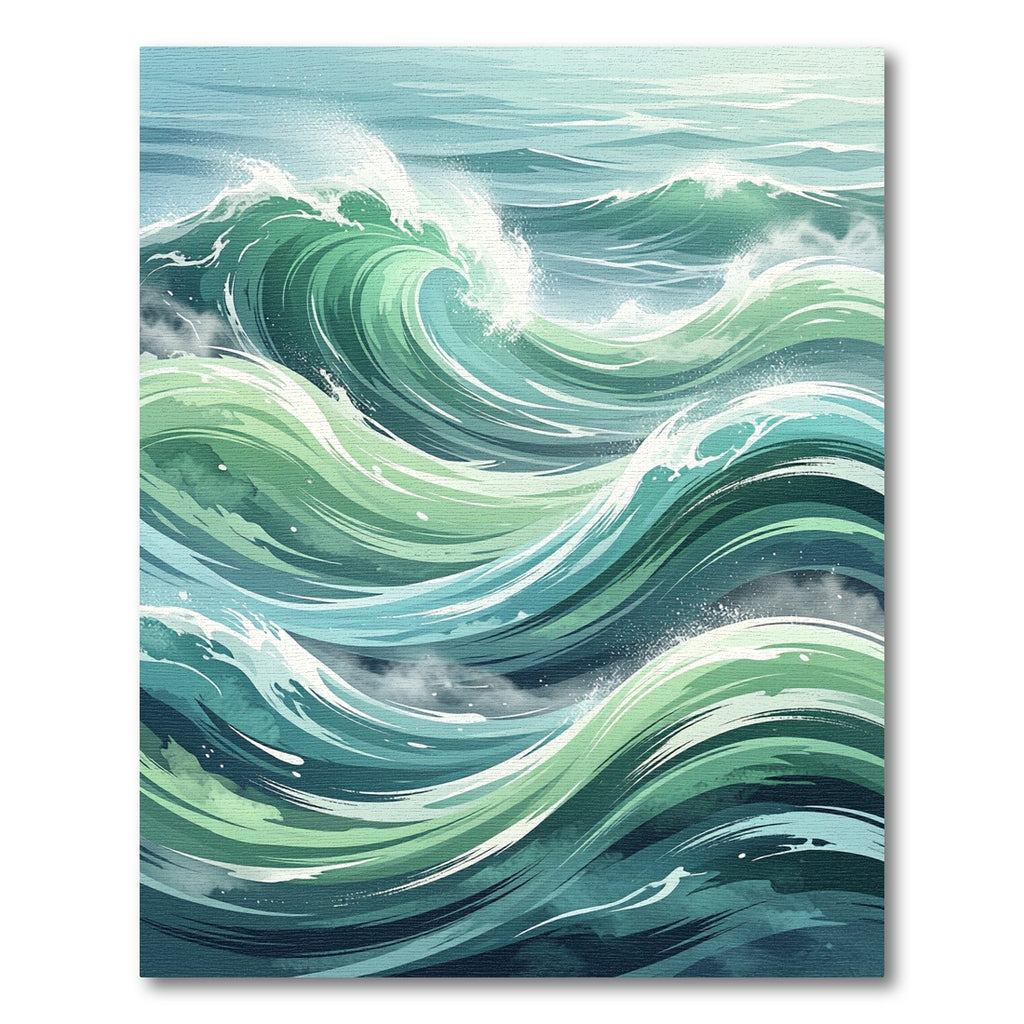 Ethereal Sage Teal Ocean Wave Rug